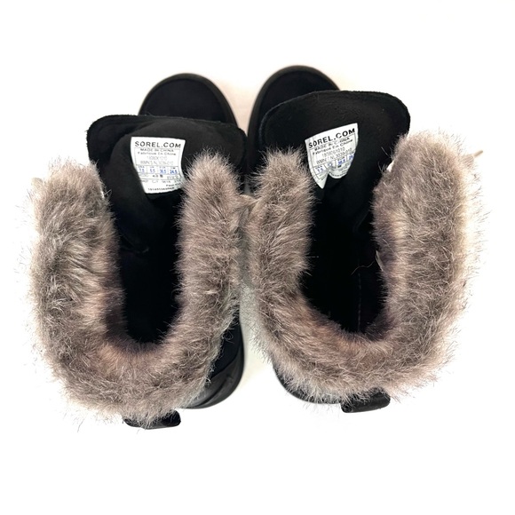 Sorel Explorer Black Suede/Leather and Faux Fur Boots - Sz 7.5 - Picture 8 of 11